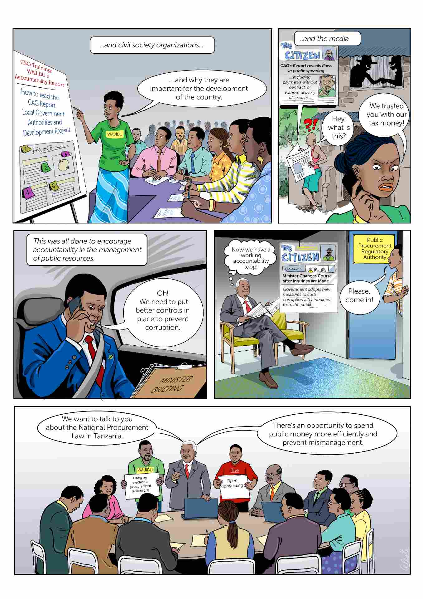 Comic strip about accountability in Tanzania slide 3