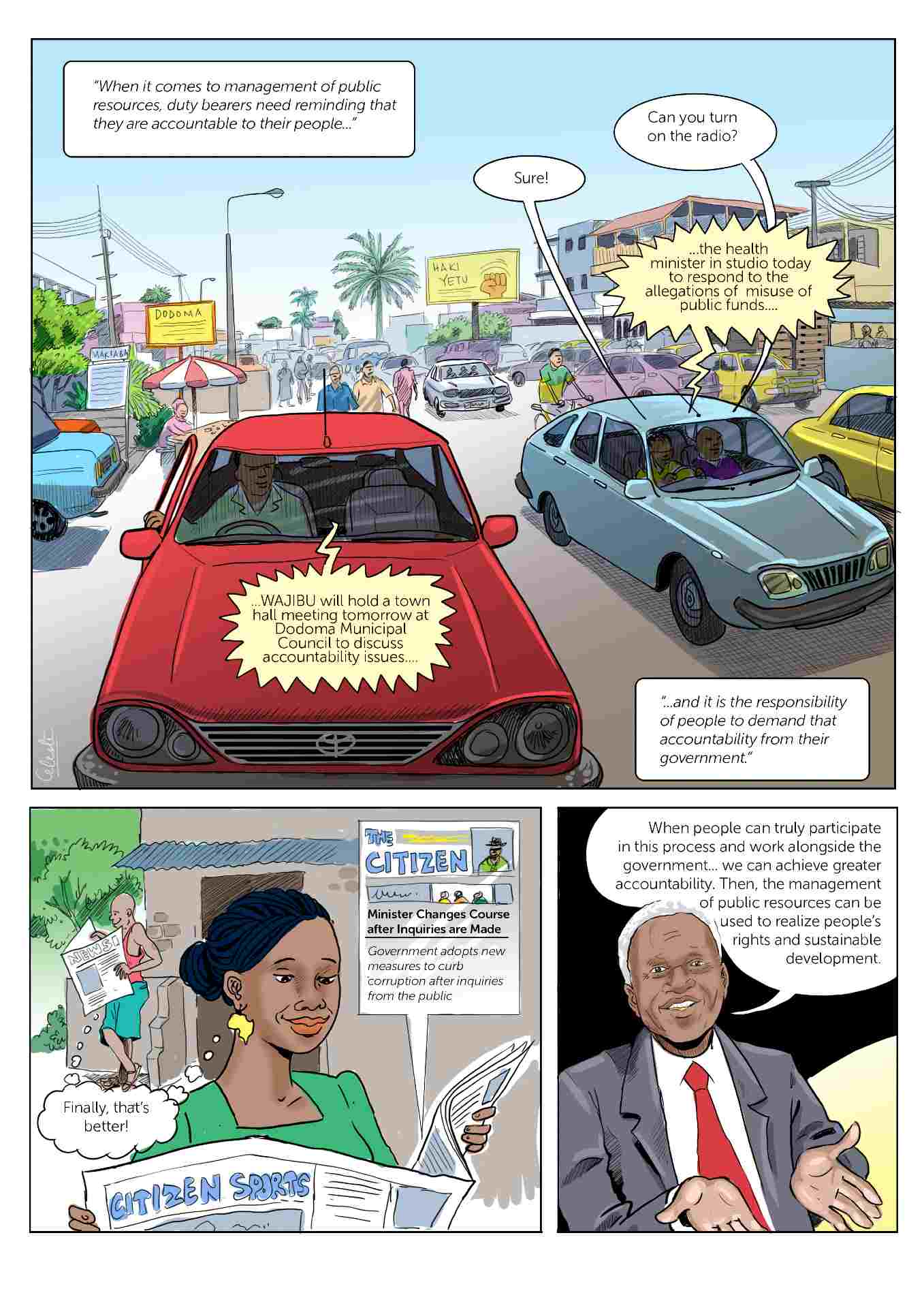 Comic strip about accountability in Tanzania slide 4